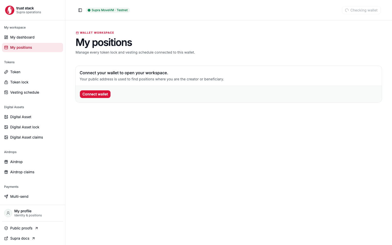 My positions workspace with role, status, and pagination filters